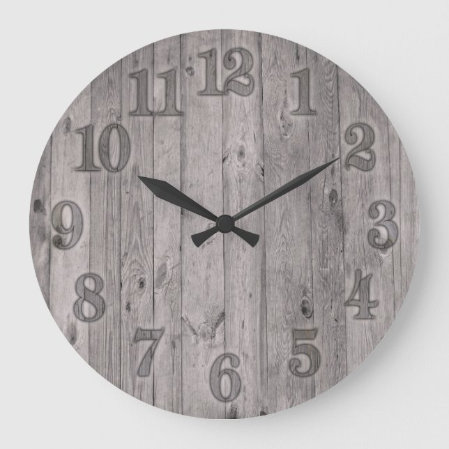 Grande Horloge Ronde Arrière - plan de bois naturel (Recto)