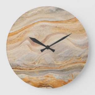 Grande Horloge Ronde Arrière - plan de grès - Sable, Pierre Customisé