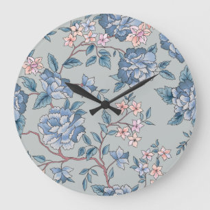 Grande Horloge Ronde Arrière - plan de jardin fleuri sans soudure