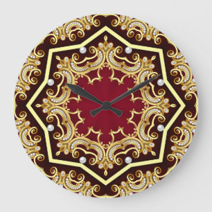 Grande Horloge Ronde Arrière - plan d'illustration de cadre Pearl Gold