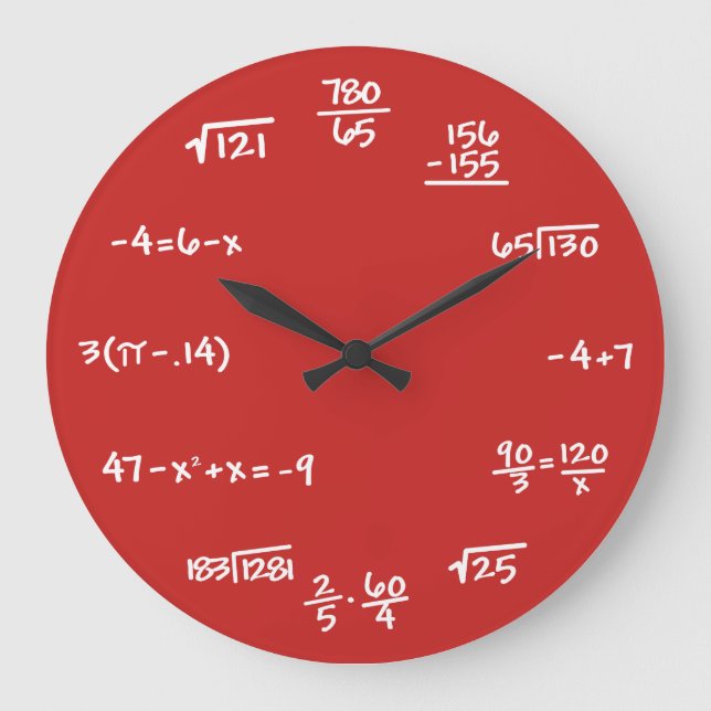 Grande Horloge Ronde Arrière - plan PERSONNALISÉ - Math Chalkboard Horl (Recto)