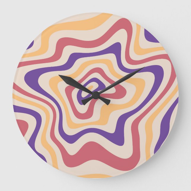 Grande Horloge Ronde Arrière - plan psychédélique Retro Starburst (Recto)