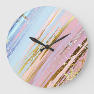 Grande Horloge Ronde Arrière - plan rose texturé
