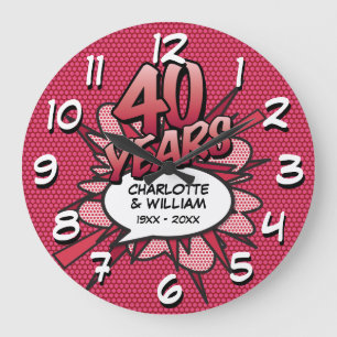 Grande Horloge Ronde Art 40e anniversaire de rubis Fun Retro Bande Dess