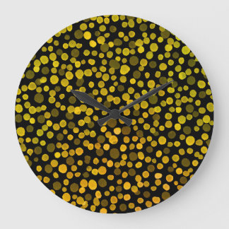 Grande Horloge Ronde Art Abstrait : Aquarelle Points Créatifs.