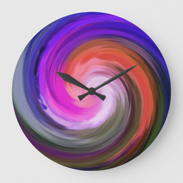 Grande Horloge Ronde Art Abstrait moderne Swirl #34 (Recto)