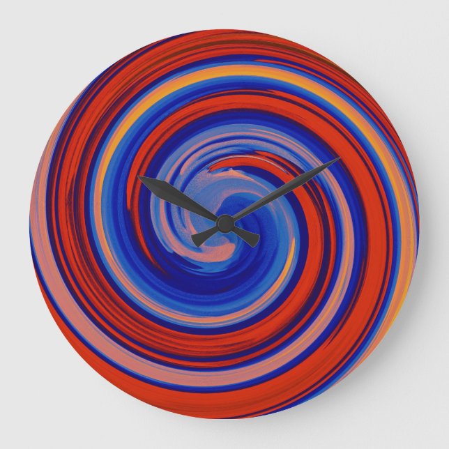 Grande Horloge Ronde Art Abstrait Moderne Swirl #39 (Recto)