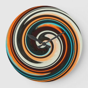 Grande Horloge Ronde Art Abstrait moderne Swirl #9