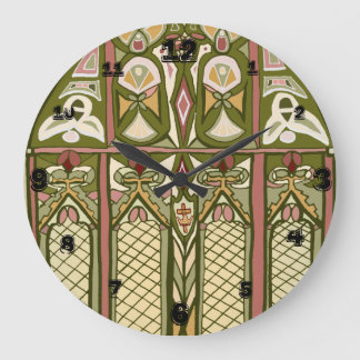 Grande Horloge Ronde Art & Artisanat vitrail inspiré horloge!