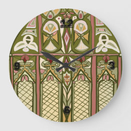 Grande Horloge Ronde Art & Artisanat vitrail inspiré horloge!