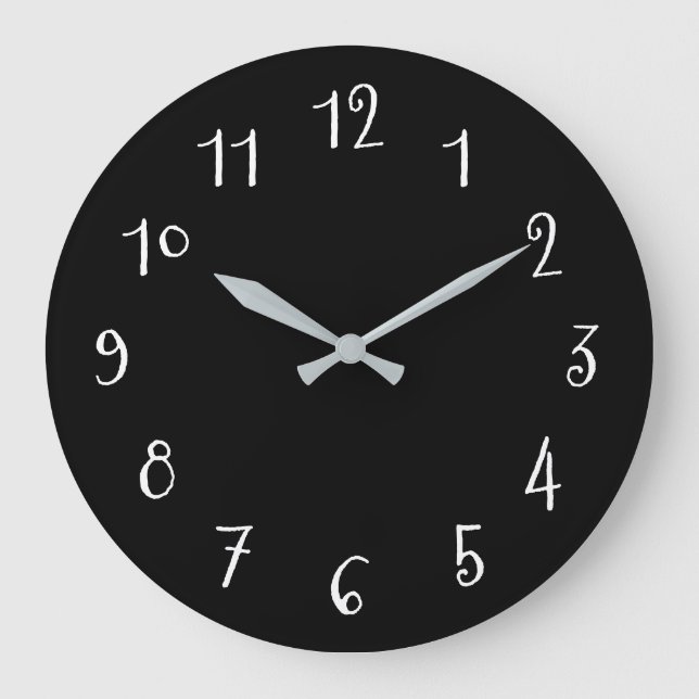 Grande Horloge Ronde Art couleur Arrière - plan personnalisé noir et bl (Recto)