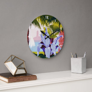 Grande Horloge Ronde Art de l'affiche de voyage vintage, Découvrez Port