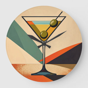 Grande Horloge Ronde Art de Martini en bloc de couleur moderne du milie