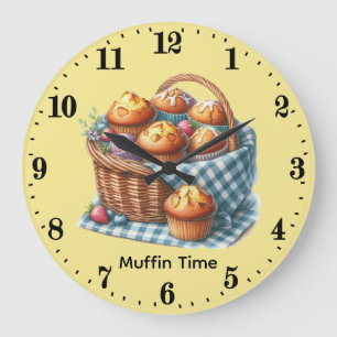 Grande Horloge Ronde Art de mots personnalisable pour les pâtissiers de