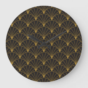 Grande Horloge Ronde Art Déco géométrique, vintage motif sans couture.