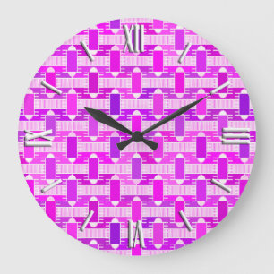 Grande Horloge Ronde Art Déco industriel chic, violet, orchidée, lavand