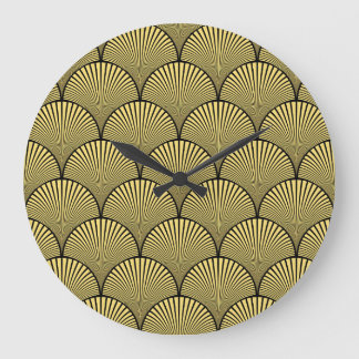 Grande Horloge Ronde Art déco japonais : Design d'or noir