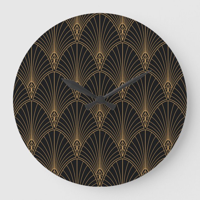 Grande Horloge Ronde Art déco : motif géométrique classique. (Recto)