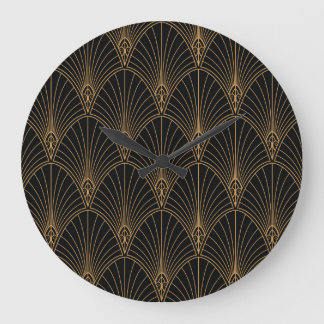 Grande Horloge Ronde Art déco : motif géométrique classique.