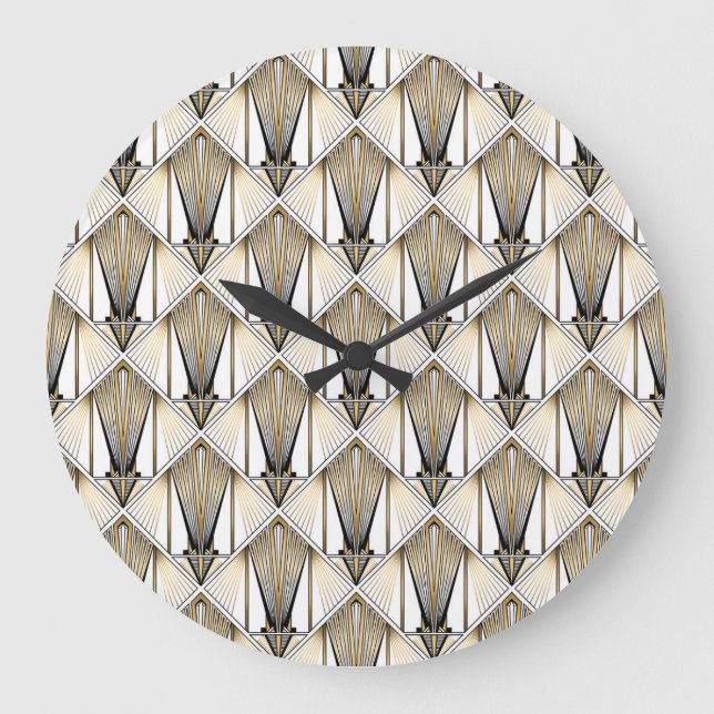 Grande Horloge Ronde Art déco, motif or de luxe (Recto)