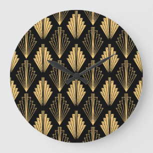 Grande Horloge Ronde Art Déco Or Noir : sans couture