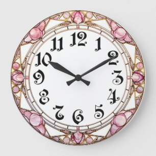 Grande Horloge Ronde Art Déco Rose