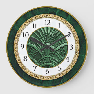 Grande Horloge Ronde Art Déco Vert