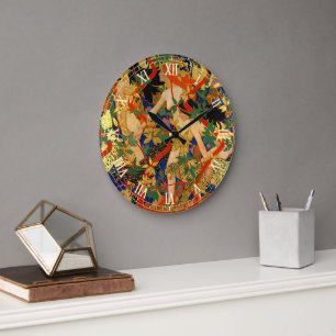 Grande Horloge Ronde Art Déco vintage, Diane et ses nymphes ou la chass