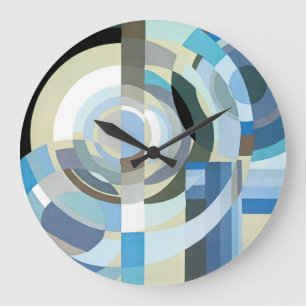 Grande Horloge Ronde Art Déco vintage pochoir jazz formes géométriques