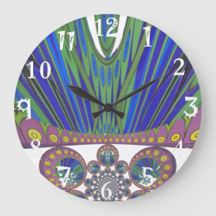 Grande Horloge Ronde Art Décoratif Bleu d'Afrique Design Imprimer