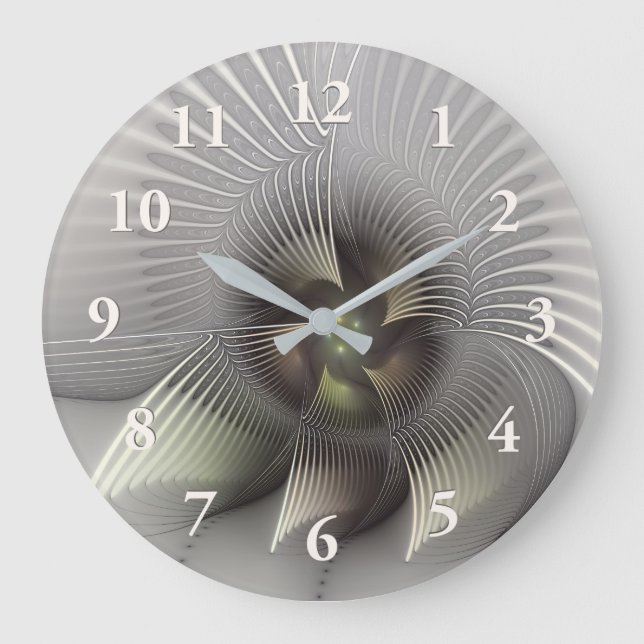 Grande Horloge Ronde Art fractal Abstrait moderne en 3D (Recto)
