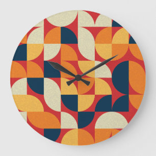Grande Horloge Ronde Art Générique : Cercles en quarts colorés