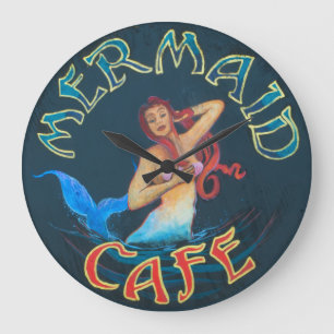 Grande Horloge Ronde Art hawaïen par C. Cabral : Signe de café de