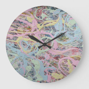 Grande Horloge Ronde Art Nouveau Art déco pastel d'inspiration rétro ab