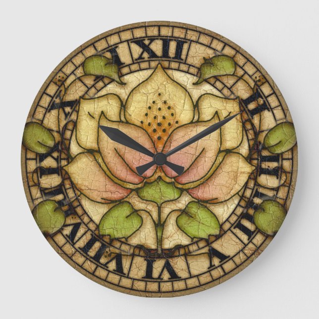 Grande Horloge Ronde Art Nouveau Lily Motif (Recto)