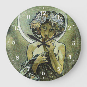 Grande Horloge Ronde Art Nouveau vintage La Lune de Mucha