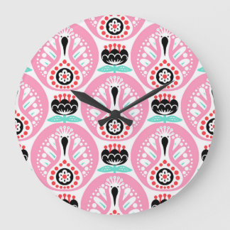 Grande Horloge Ronde Art populaire scandinave : Nordic Seamless.