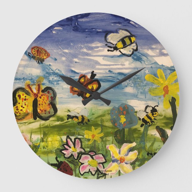 Grande Horloge Ronde Art pour enfants mignons (Recto)