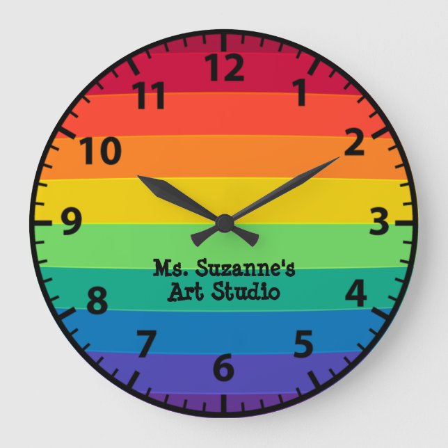 Grande Horloge Ronde Art teacher art Studio Artist Modern Rainbow Clock (Recto)