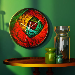 Grande Horloge Ronde Artiste coloré moderne Art Abstrait Motif #09