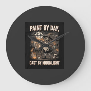 Grande Horloge Ronde Artiste de Halloween Sorcière Magie