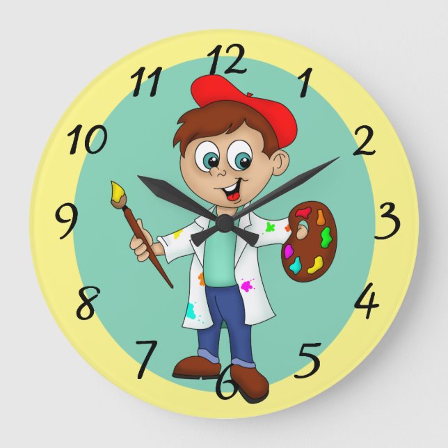 Grande Horloge Ronde Artiste, Palette et Pinceau (Recto)