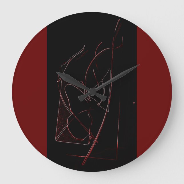 GRANDE HORLOGE RONDE ARTISTIC ABSTRACT RED AND BLACK CLOCK (Recto)