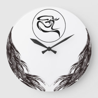 Grande Horloge Ronde Artistic Om symbole, black color