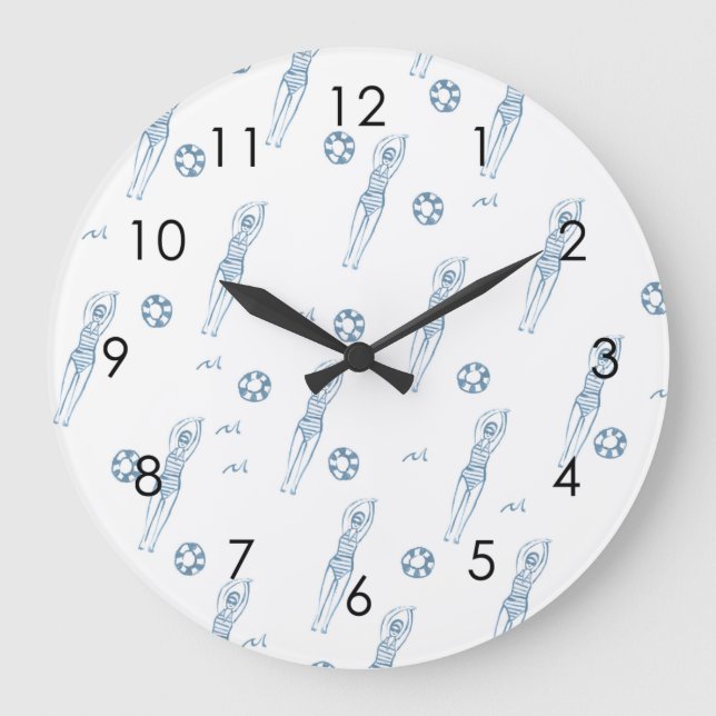 Grande Horloge Ronde Artistic Snychro Swimming Swimmers Scandi White (Recto)