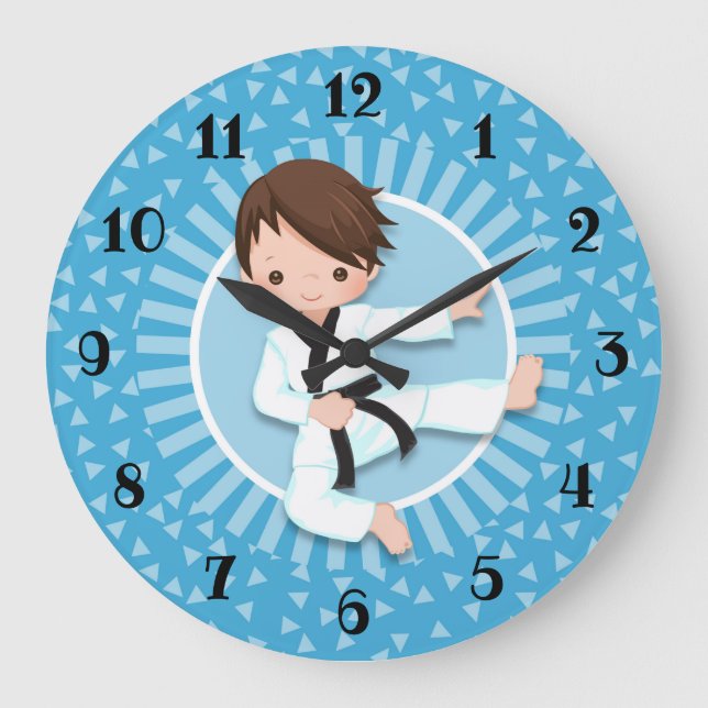 Grande Horloge Ronde Arts martiaux de Brown Hair Karate (Recto)
