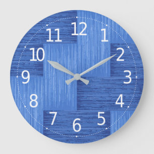 Grande Horloge Ronde Artwork d'élégantes bandes brossées bleues Abst
