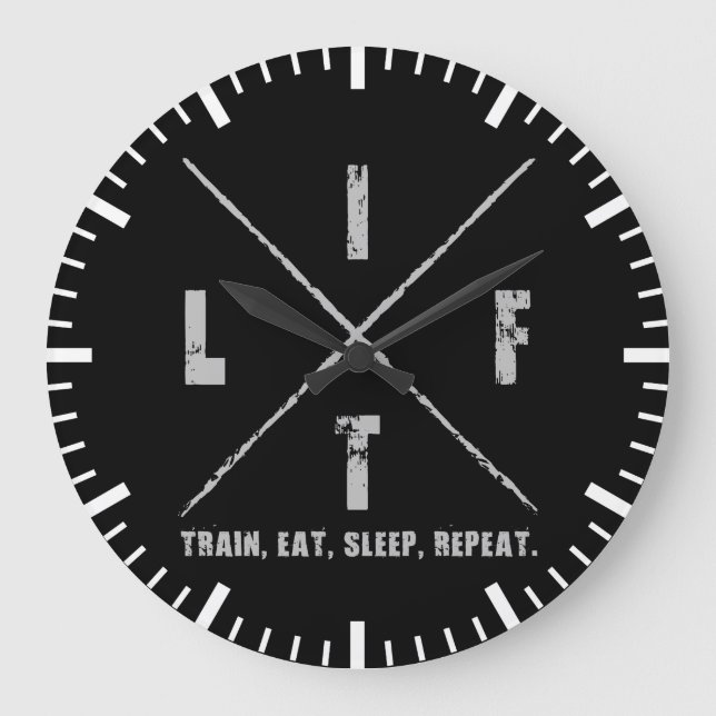 Grande Horloge Ronde ASCENSEUR - Train, Manger, Dormir, Répéter (Recto)