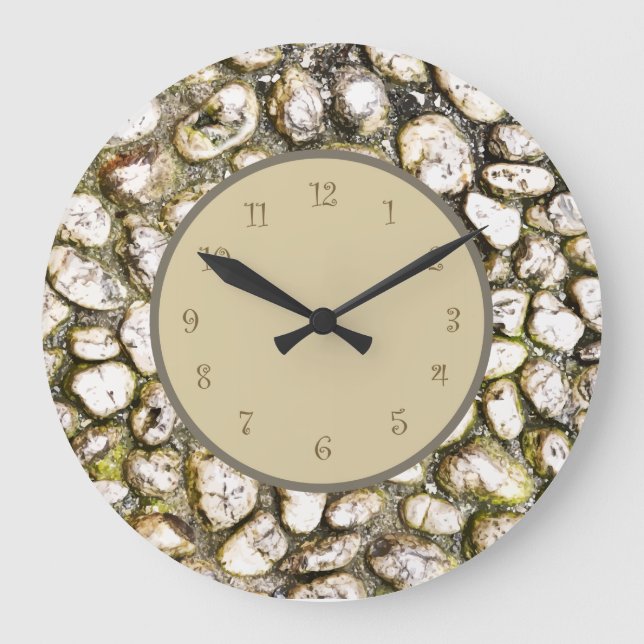 Grande Horloge Ronde Aspect de pierre naturelle (Recto)