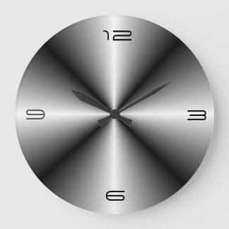 Grande Horloge Ronde Aspect minimaliste en acier inoxydable>Horloge mur